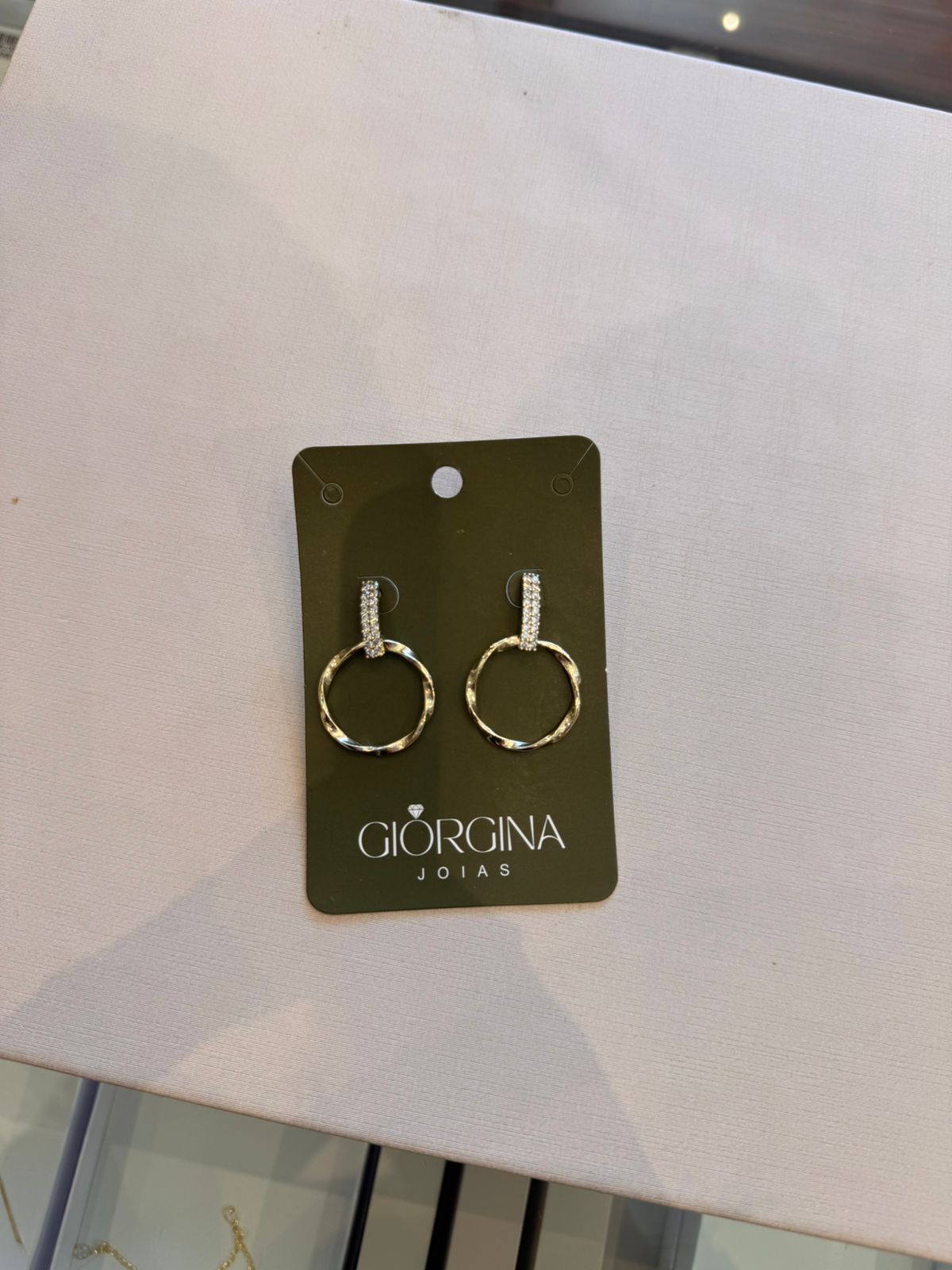 Brinco Argola Bicolor com Zircônias